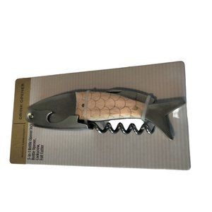 Modern Expressions Fish Shaped Bottle Wine Opener Corkscrew Foil Cutter Gift